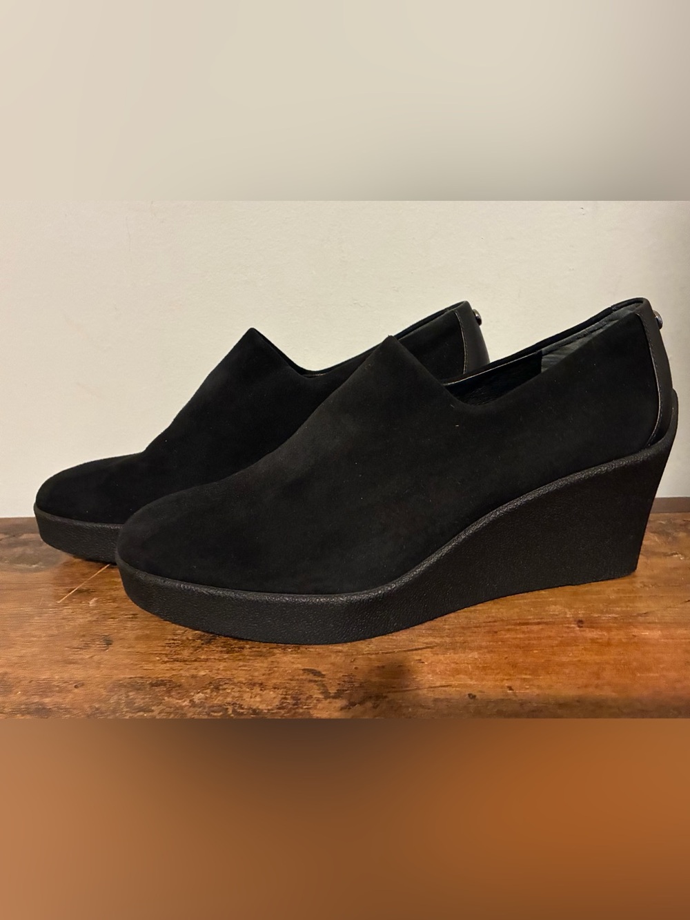 Donald J. Pliner "Lilie" Black Suede Platform Wedge Pumps